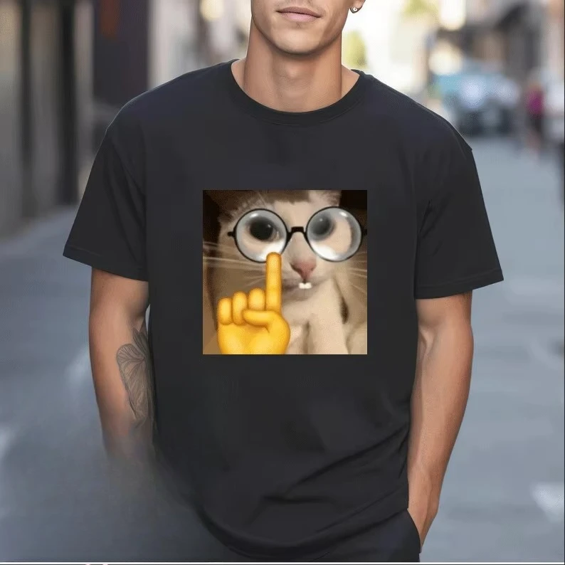 Divertido El Gato Meme gato triste llorando Munchkin Kitty estampado mujer camiseta Casual verano Harajuku camisetas Casual moda camiseta ropa