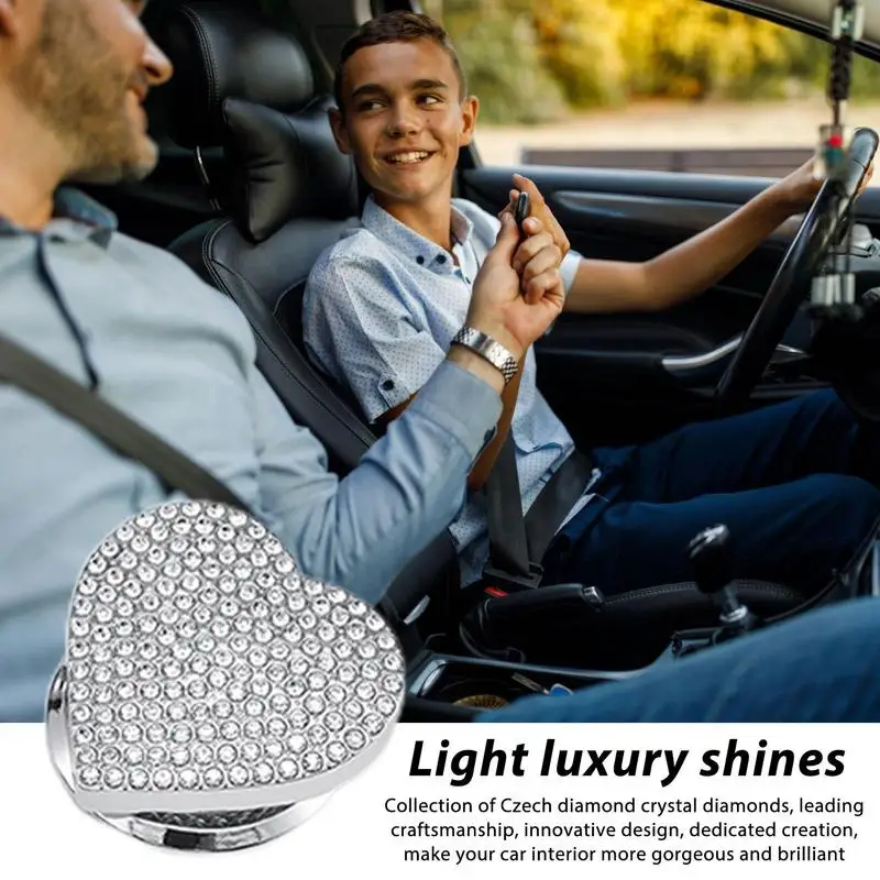 Engine Start Stop Button Decal Heart Shape One button start decorative sticker Rhinestone Glitter Push Start Button protective