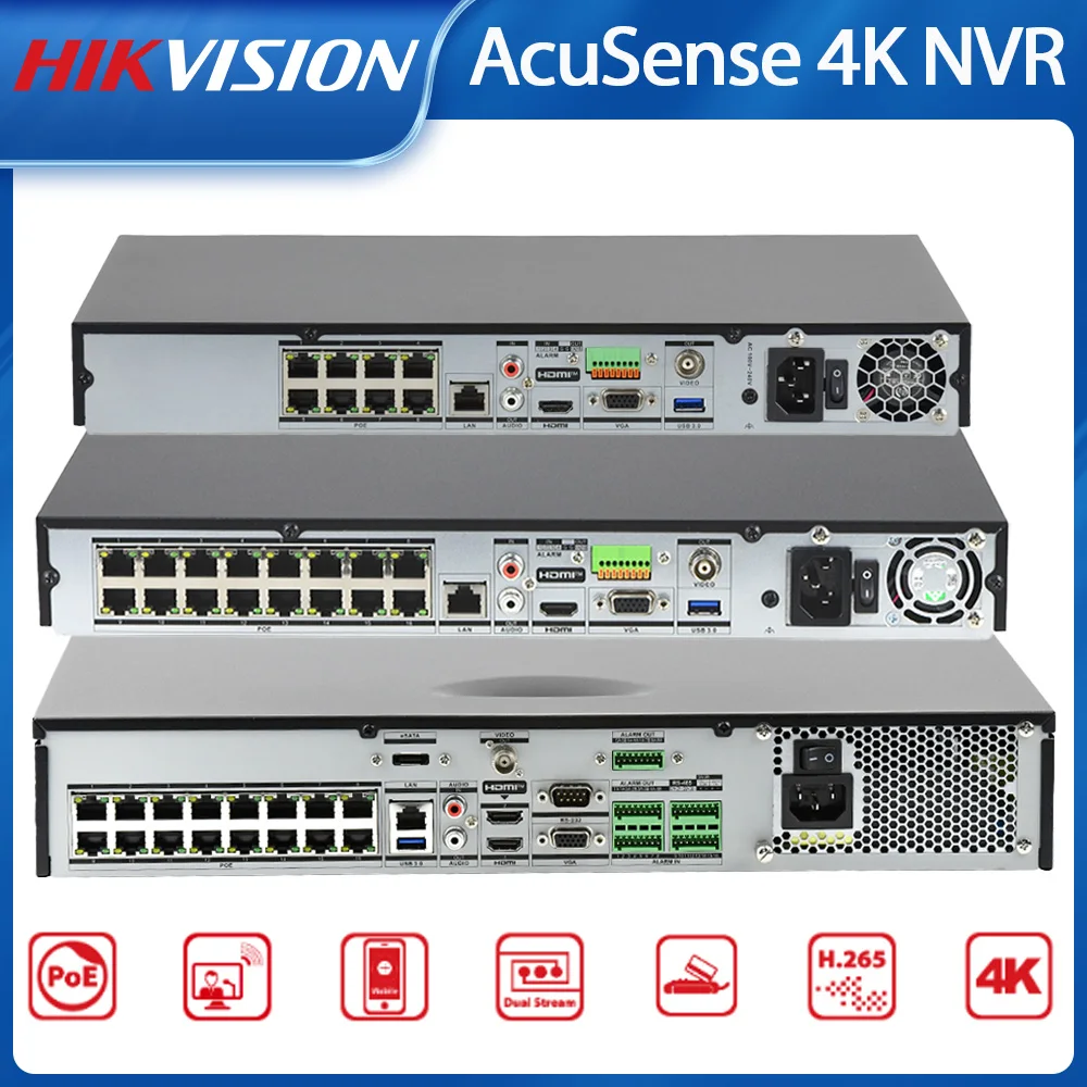 

Hikvision 8/16/32ch 8/16 POE AcuSense 4K NVR Perimeter Protection Facial Recognition IP Speakers Motion Detection for ANPR Cam