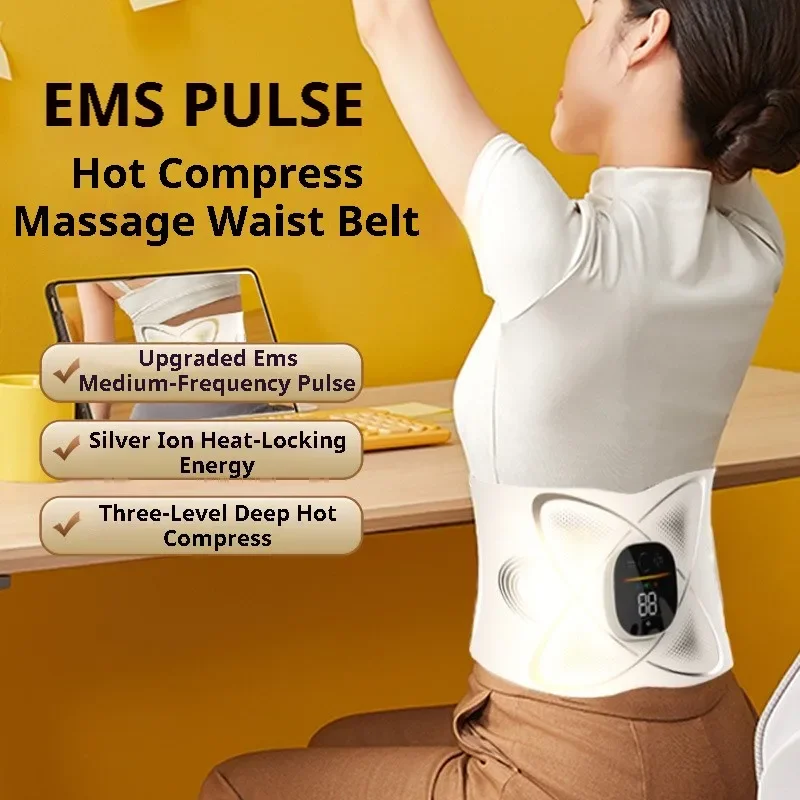 EMS Micro-Current Pulse Massager EMS Abdominal Fitness Instrument Electric Heating Waist Abdomen Massager Belt Hot Compress Belt