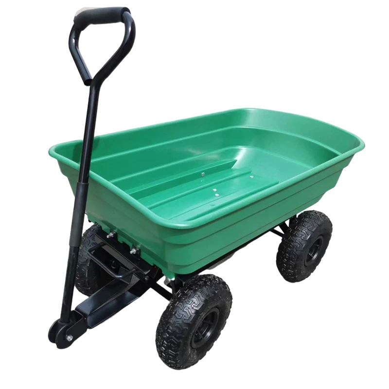 Four-Wheel Hand Cart Trailer Dump Truck Folding Hand Truck Agricultural Hand Truck Material Handling Cart Household Use