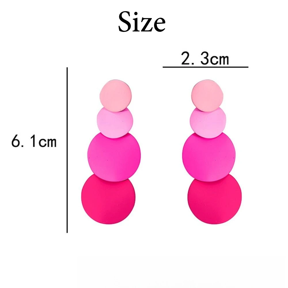 Korean Round Acrylic Earrings Women Fashion Cute Geometric Dangle Earring Colorful Macaron Tassel Earrings Jewellery Accessories