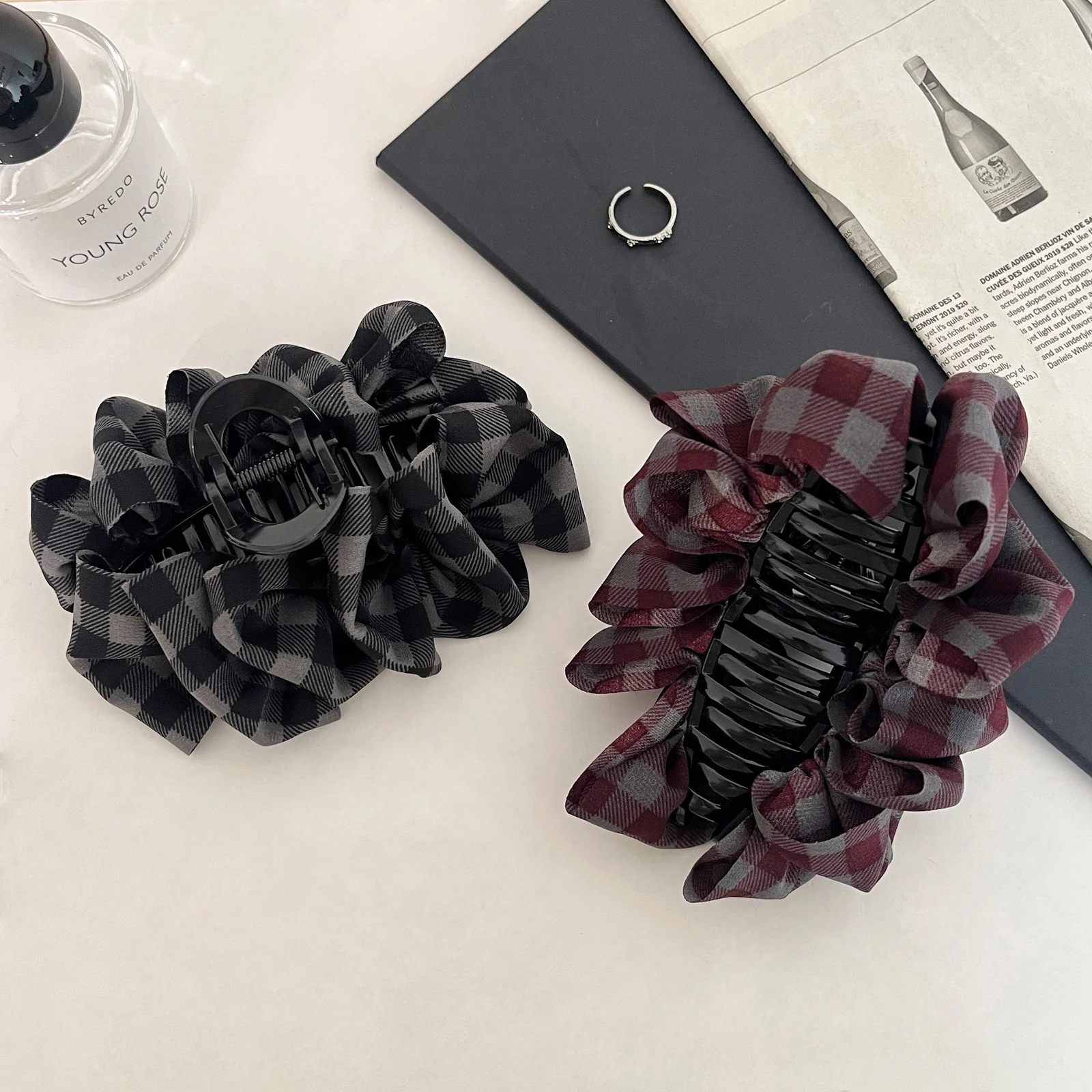 مخلب شعر كبير على شكل فقاعة سحابة منقوش على الطراز الكوري، مشبك شعر أنيق وراقي لظهر الرأس، مناسب للاستخدام اليومي #4