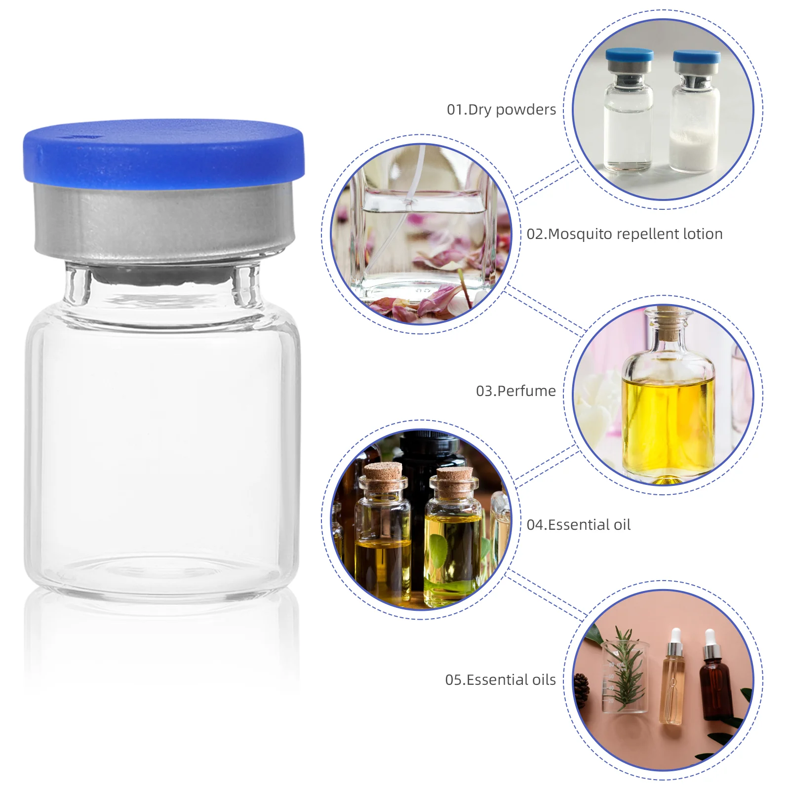 20pcs Glass Vials Small Glass Storage Bottles Liquid Medicine Vial With Caps 5ml