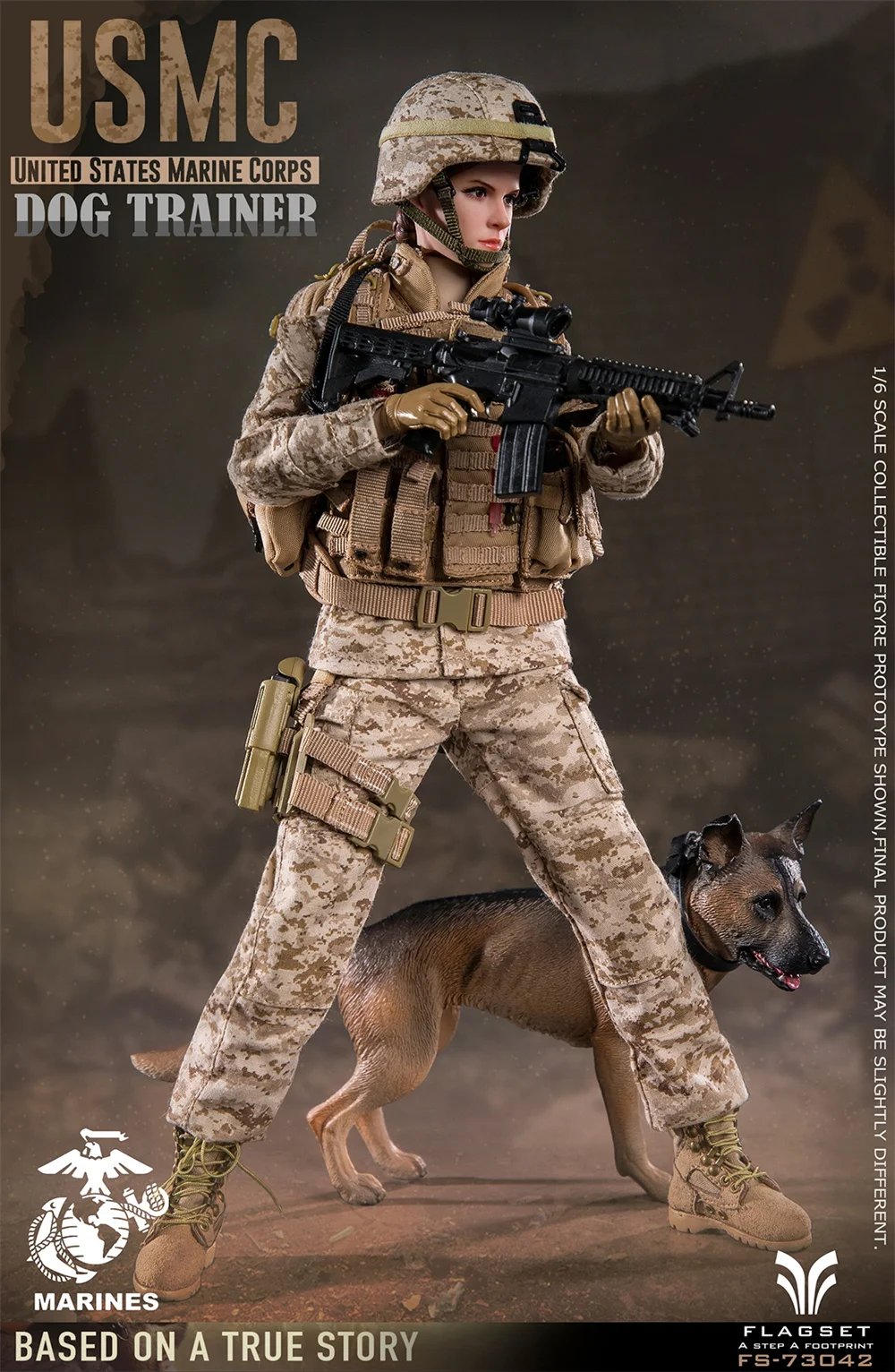 In magazzino FLAGSET FS73042 1/6 USMC Dog Trainer modello soldato femminile 12 ''Action Figure Set completo giocattolo da collezione