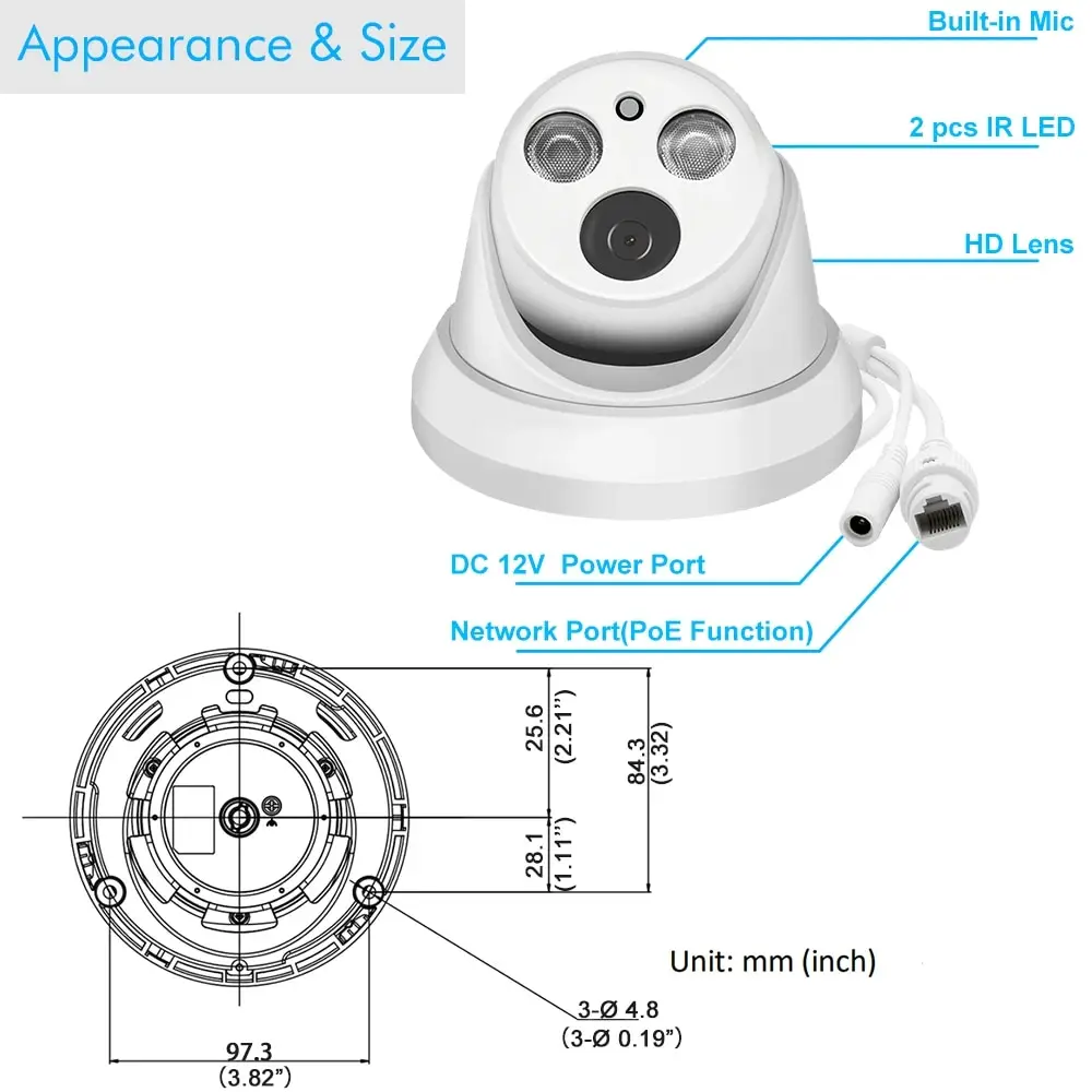10PCS Hikvision Compatible 5MP IR/ColorVu IP Camera Night Vision Build in MIC Human Vehicle Detection CCTV Surveillance Camera