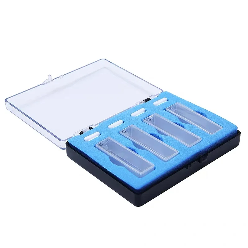 4 pc 3.5ml 10mm  Glass Cuvette Liquid Sample Cell Light PathAbsorption Cells Use For Spectrophotometer Frit Sintering Technology