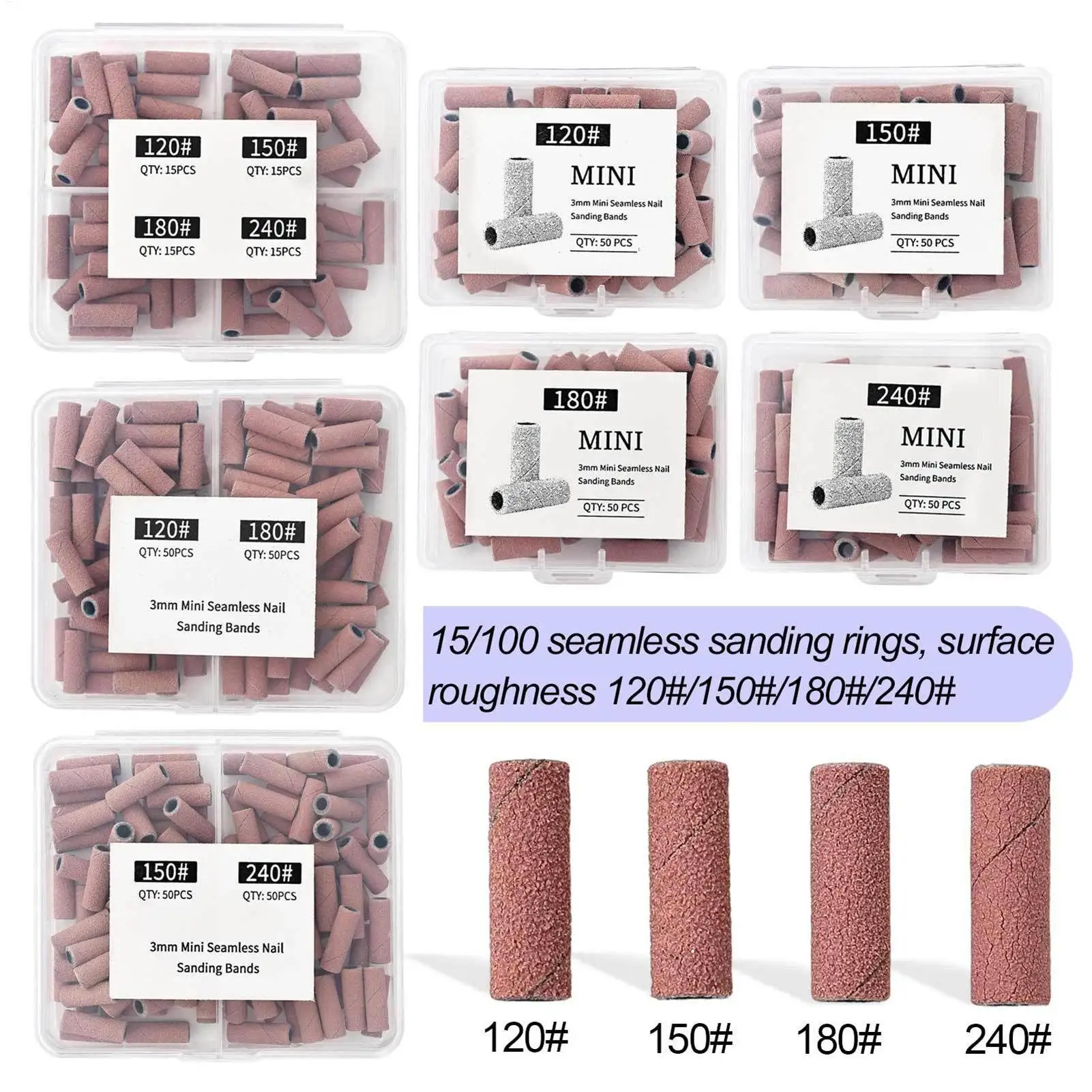 50pcs Nail File Sanding Bands Nail Drill Bits Sanding Bands for Electric Machine File Grinder Sand Band Nails Gel Polish Remove