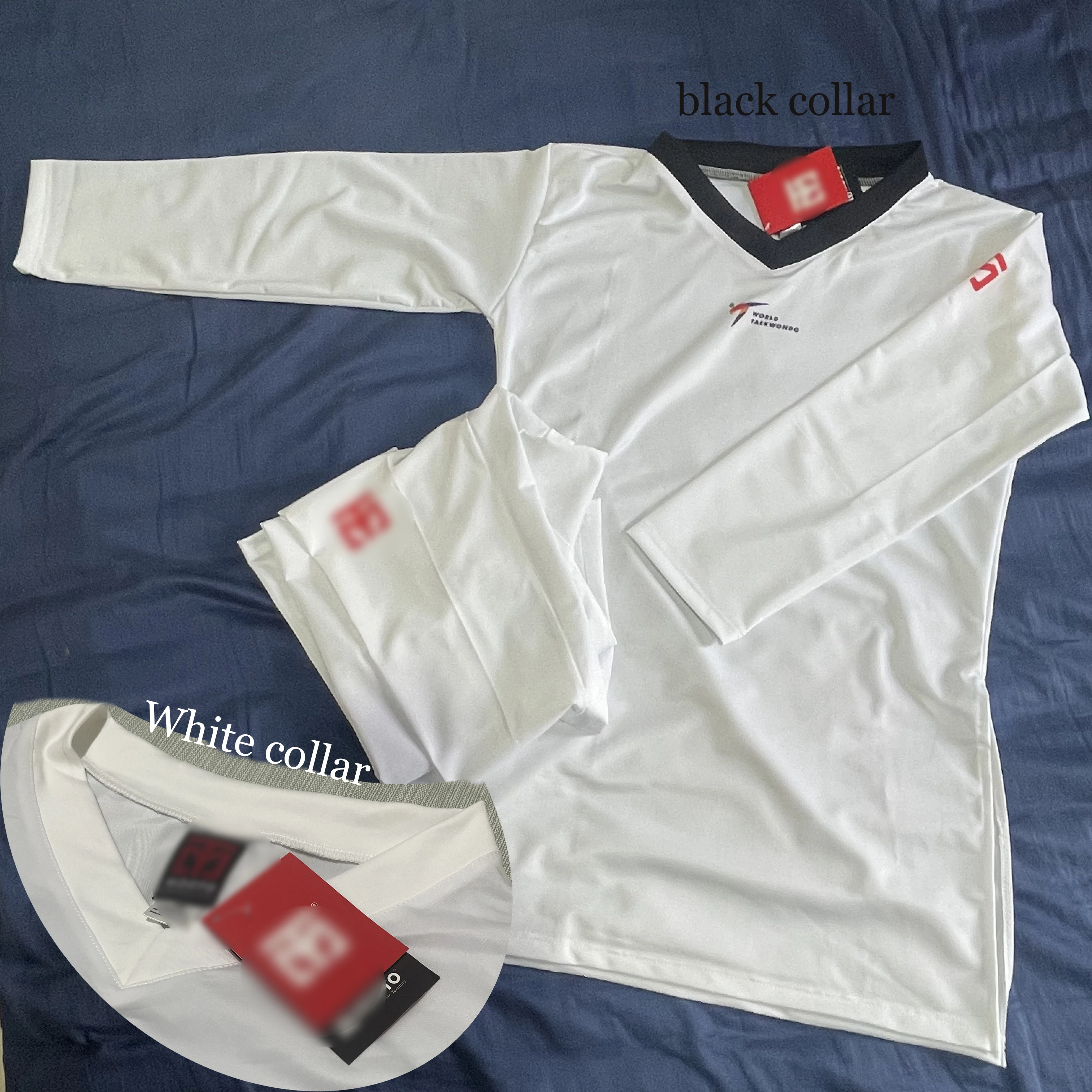 White Collar Quick-Drying Unisex Taekwondo Doboks Black Collar High Elastic Competition Uniform for Kids & Adults