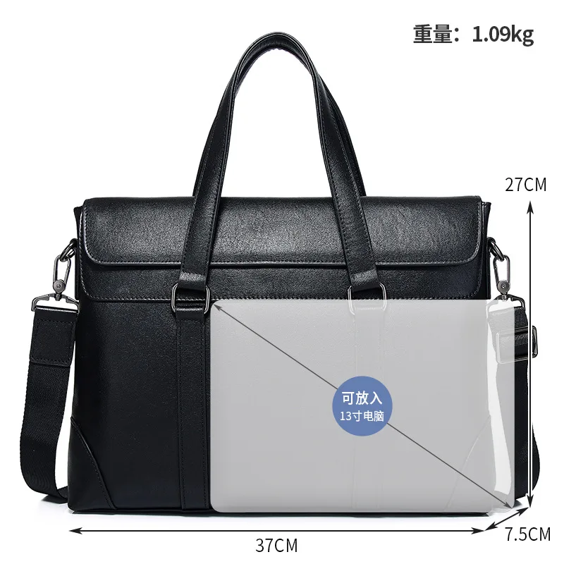 حقيبة يد عصرية للتنقل مقاس 16 بوصة للكمبيوتر المحمول من الجلد الفاخر للرجال كاجوال بسعة كبيرة حقيبة جلدية أصلية جديدة للرجال #4