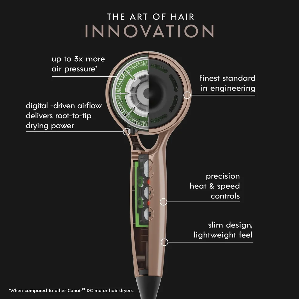 DigitalAIRE 이온 헤어 드라이어 경량 디자인 디퓨저 집중 장치 포함 3가지 열 설정 2가지 속도 조절 콜드 샷