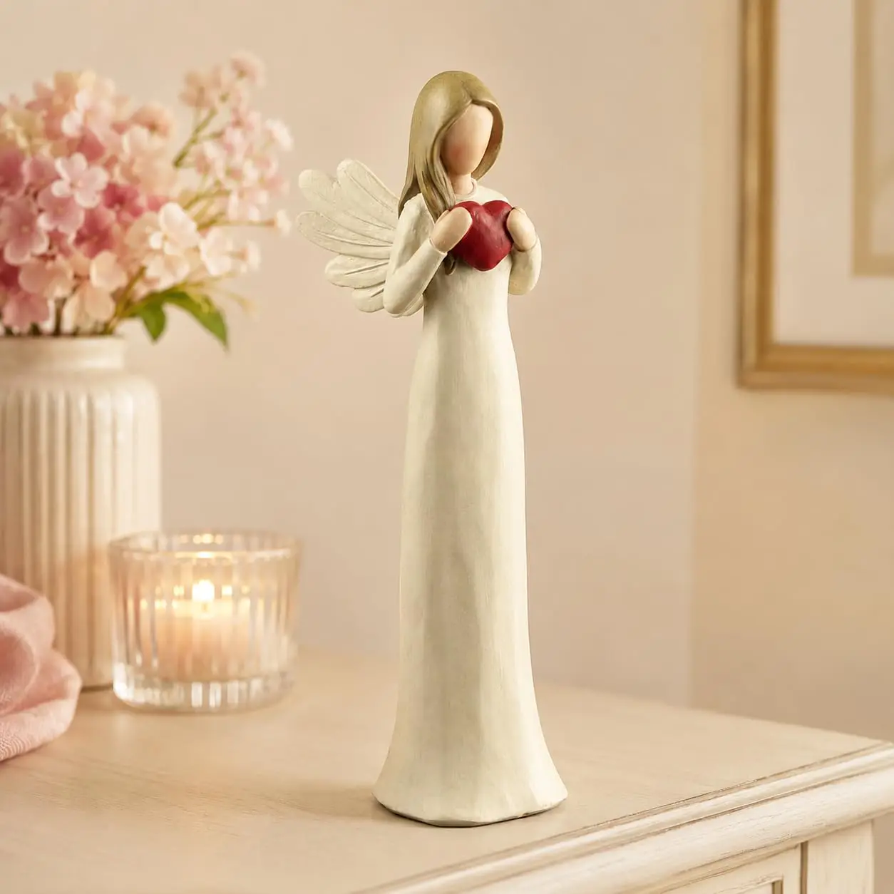 Angel Figurine Holding Heart 7.5