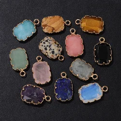 2PCS Wholesale Natural Labradorite Agates Quartz Charms Rectangle Gem Stone Pendants for Women Men Jewelry Making DIY Necklace