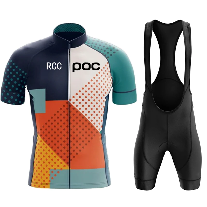 RCC POC Cycling Jersey Bib Set MTB Uniform Bike Clothing Quick Dry Bicycle Wear Clothes Mens Short Maillot Culotte