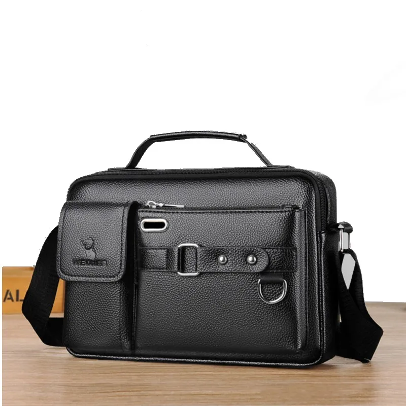 

Briefcase Bag for Men Attach Valise Leisure Large Capacity Quality PU Handbag Shoulder Bags Business Messenger Bag Gentlemen