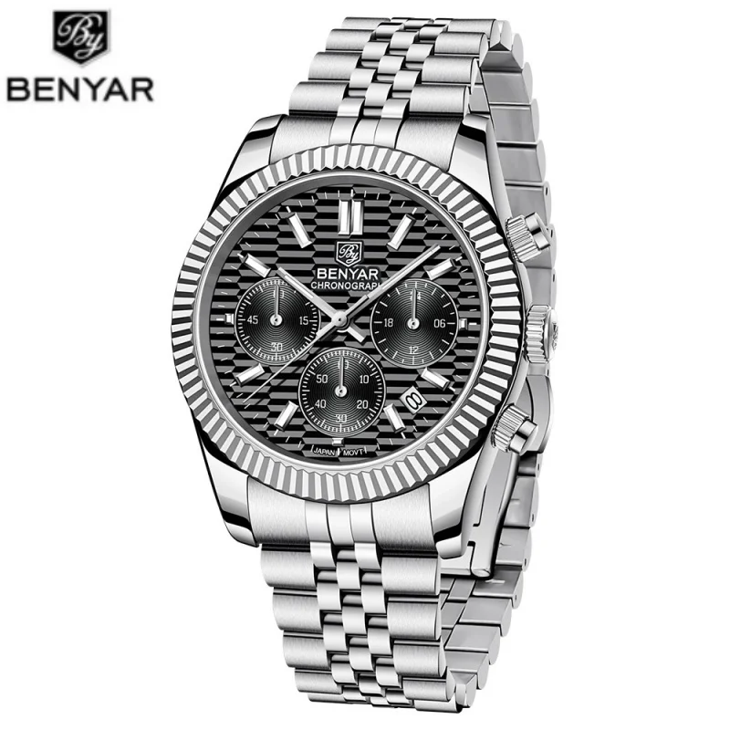 

BENYAR S001 Новые мужские часы классического дизайна Кварцевые высококачественные деловые модные роскошные мужские водонепроницаемые светящиеся календари 100 м
