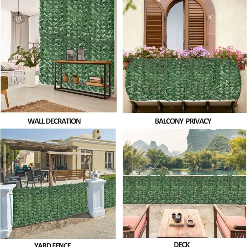 Artificial Leaf Privacy Fence Screen 2X1M Hedge Panels Balcony Screen Ivy Leaves Fence Screen For Wall Garden Decor