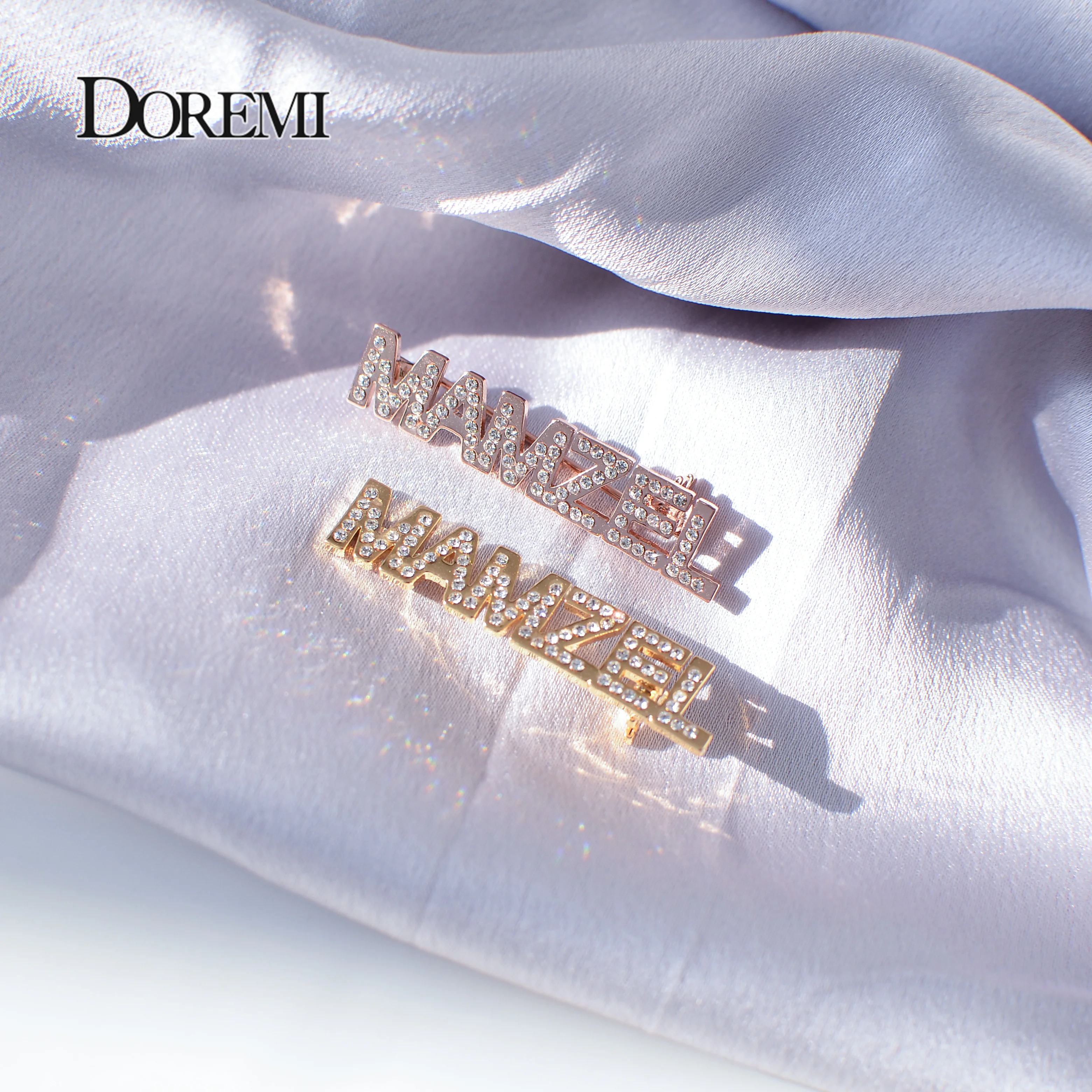 DOREMI Stainless Custom Name Brooch Crystal Brooch for Women Men Children Personalized Brooch with Names Initial Letters Arabic