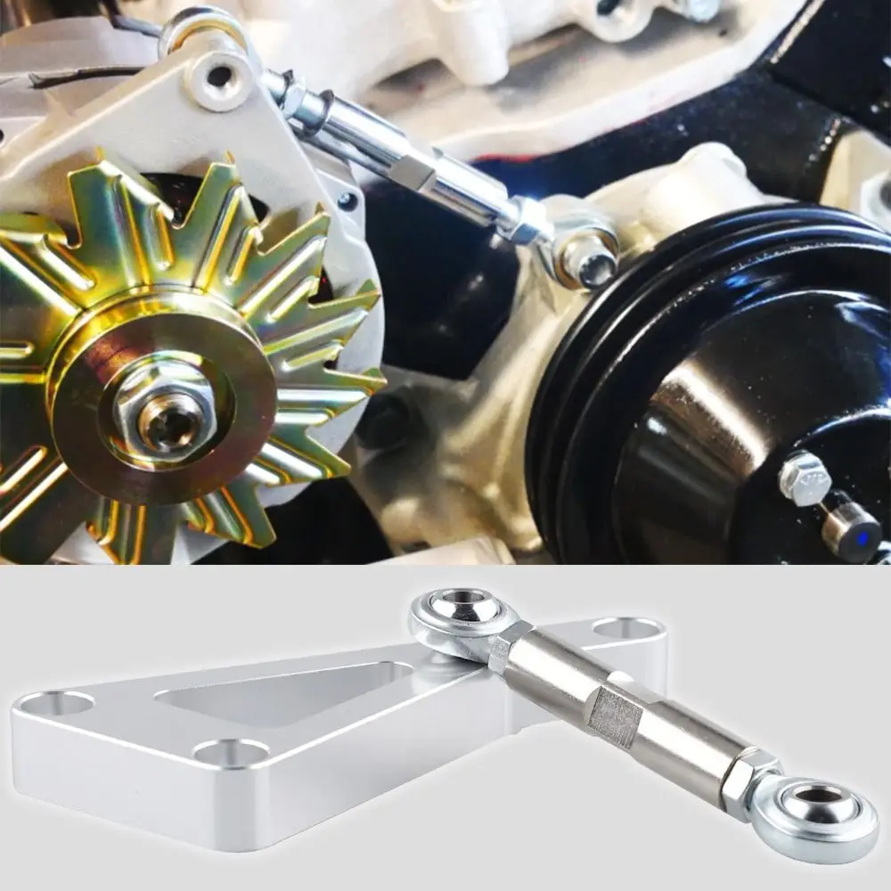 

Aluminum Alloy Alternator Bracket Kit Polished Finish Adjustable Design Water Pump Bracket Kit Long Water Pump