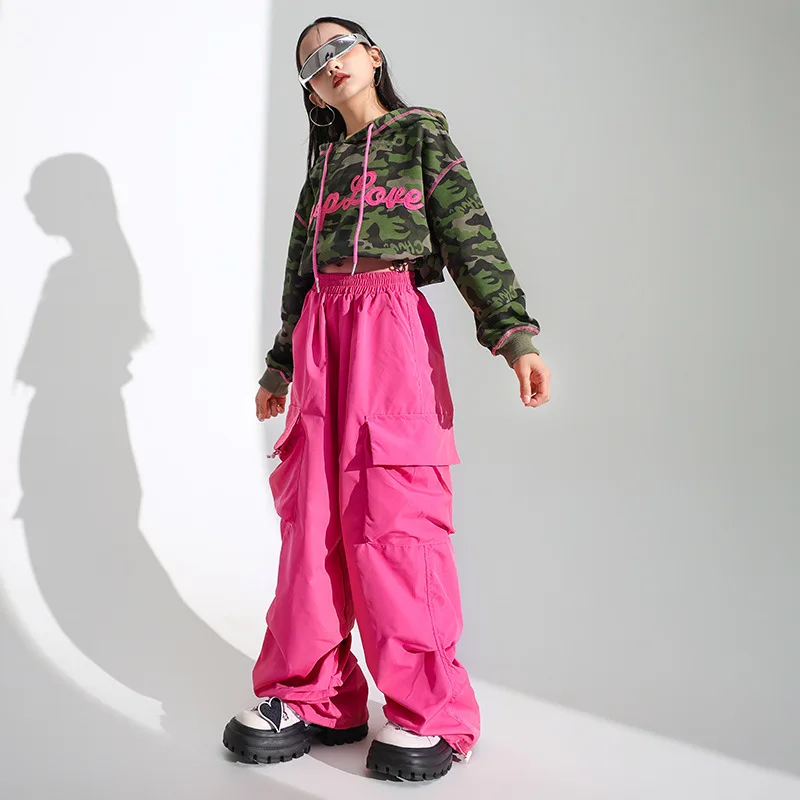 Girls Street Dance Loose Hip Hop Top Sweatpants Streetwear Clothes Set Kids Jazz Outfits Child Costumes Modern Ballroom Dance