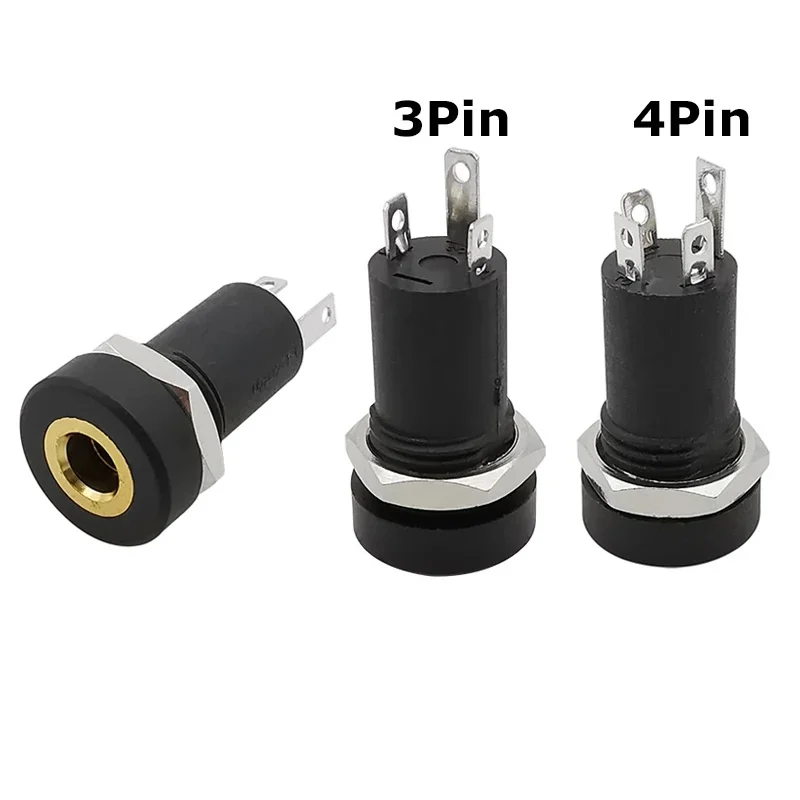 2/5/10Pcs PJ-392A 3.5mm Audio Female Jack 3/4Pole Stereo Solder Panel Mount Connector With Nuts 3/4Pin Headphone Socket PJ392A