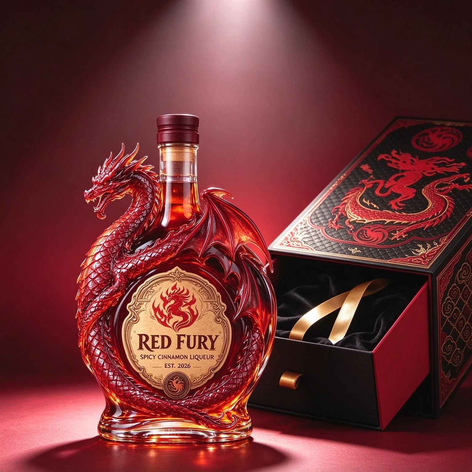 Cool Red Multi-Head Dragon Whiskey Decanter Glass Novelty Desktop Ornament Bar Gift Novelty Liquor Vessel
