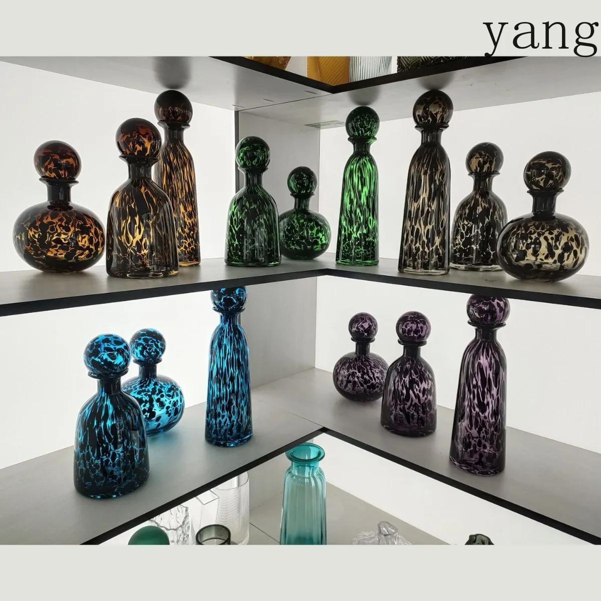 cx  glass vase, colorful transparent leopard print ecological jar flower decoration accessories