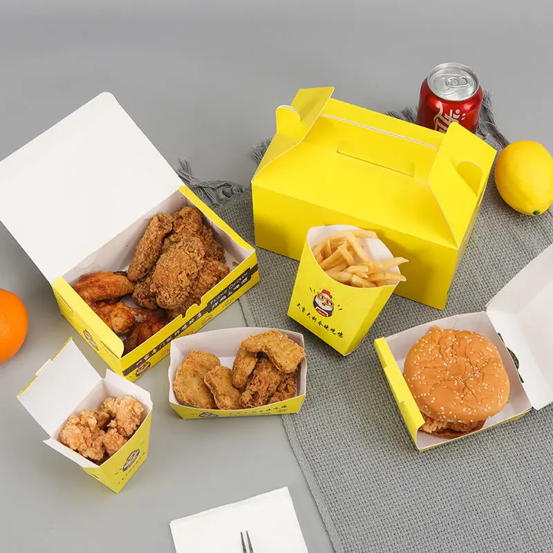 Caixa de papel de entrega para restaurante, adequado para frango frito embalagem rápida, Takeaway Food, tamanho personalizado