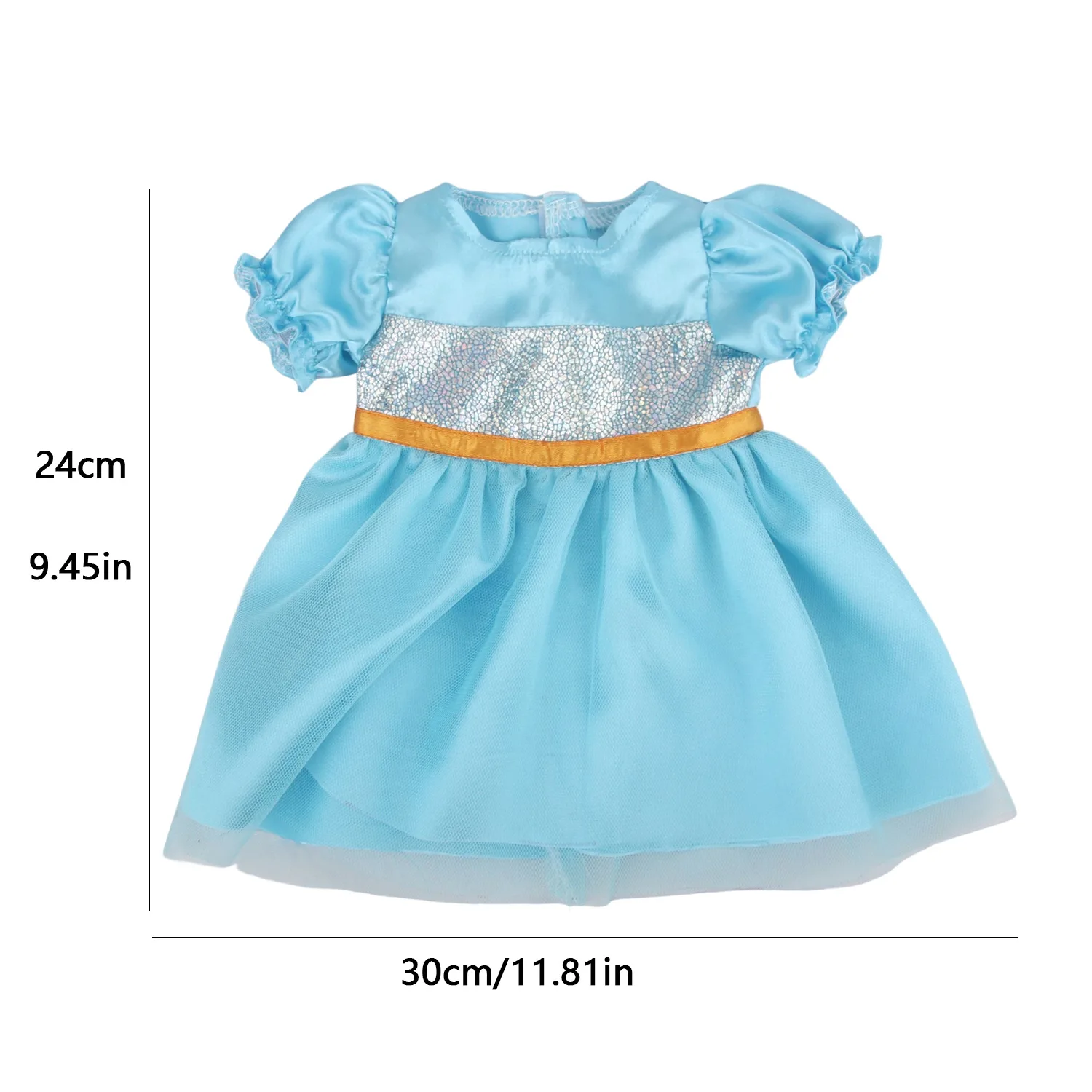 43CM Doll Cute Blue Bow Gauze Skirt Cool 18-inch Doll Rebirth Doll New Hot-selling Fashion Decorative Clothing