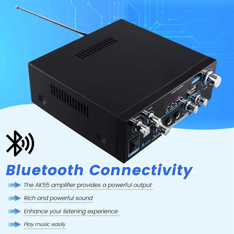 AK55 Audio Amplifier 2.0 Channel HIFI Digital Bluetooth Amplifier USB Digital Amplifier