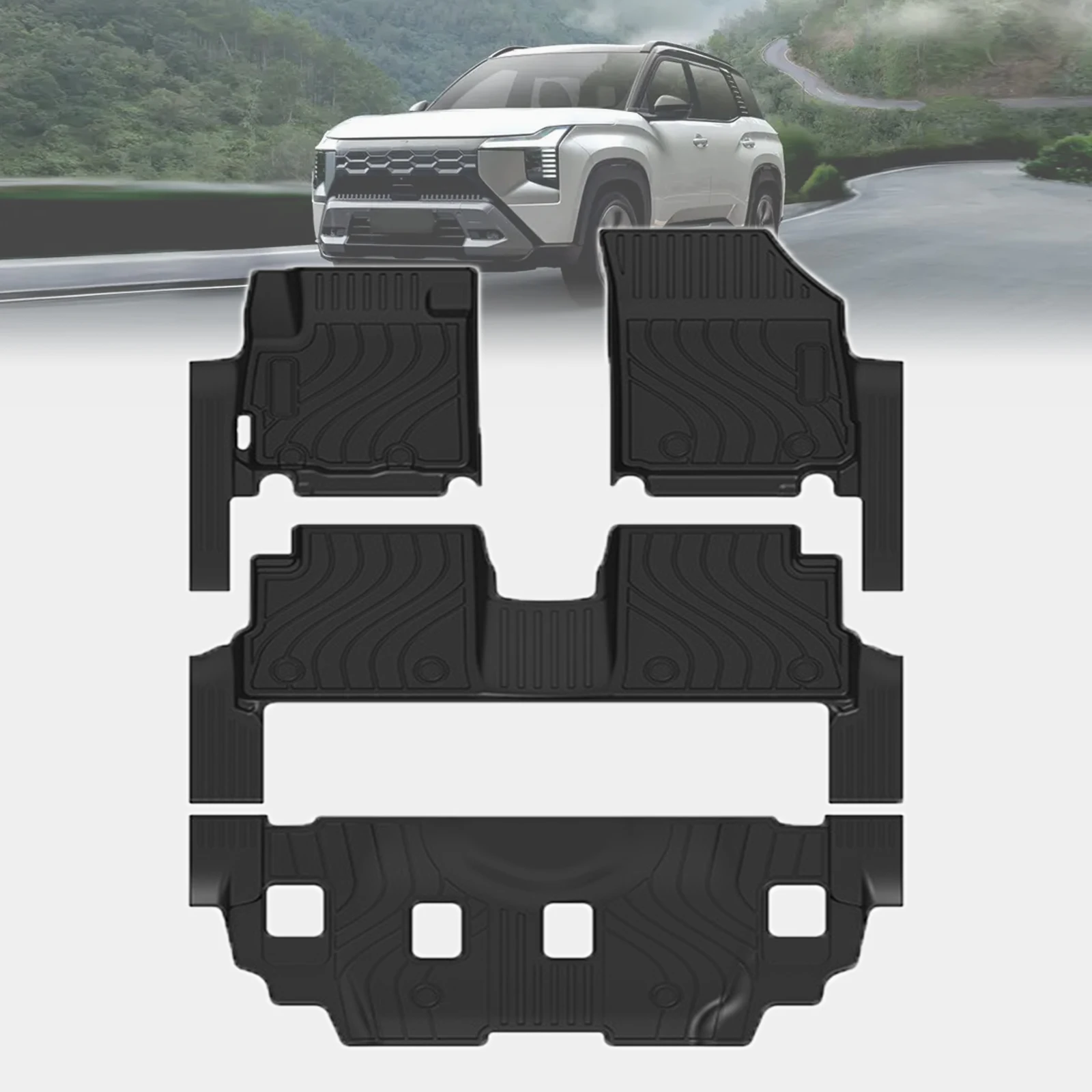 

for Mitsubishi Destinator 2025 2026 2027 Dustproof Easy Clean TPE Car Floor & Trunk Mats, Non-Slip Interior Accessories