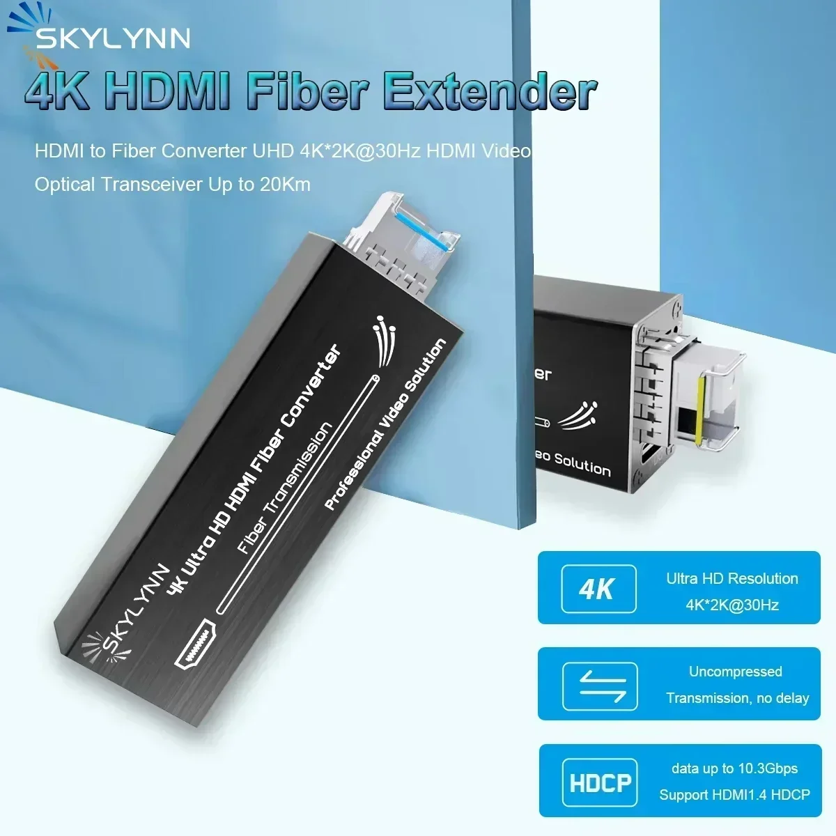 4K HDMI мини-удлинитель HDMI оптоволоконный преобразователь 4K @ 30 Гц видеооптический приемопередатчик LC одномодовый 20 км многомодовый 300 м 10G SFP