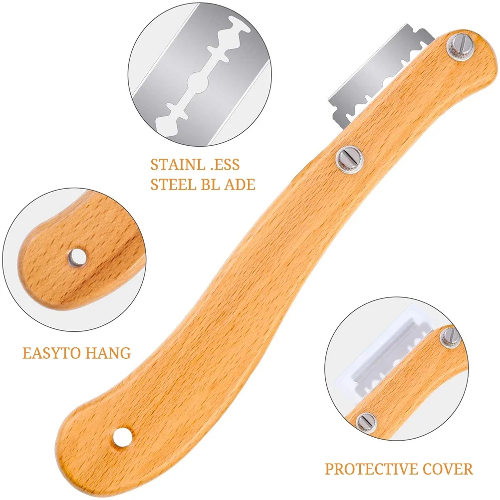 Wooden handle bread knife cutting knife shaping knife bread cutting knife with 5 blades European bread cutting