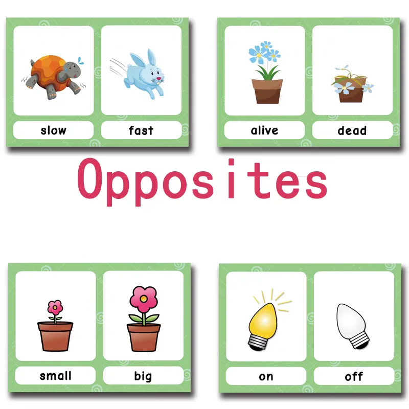 100 Groups Opposites Flashcards English Vocabulary Cards Montessori Learning Educational Toys For Children Memory Game Livres