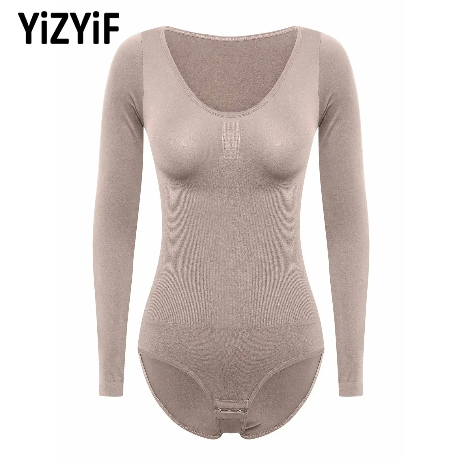 

Женский удобный облегающий боди в рубчик, комбинезон, корректирующее белье, трико с длинными рукавами, формирователь тела для танцев, спортивных тренировок, йоги