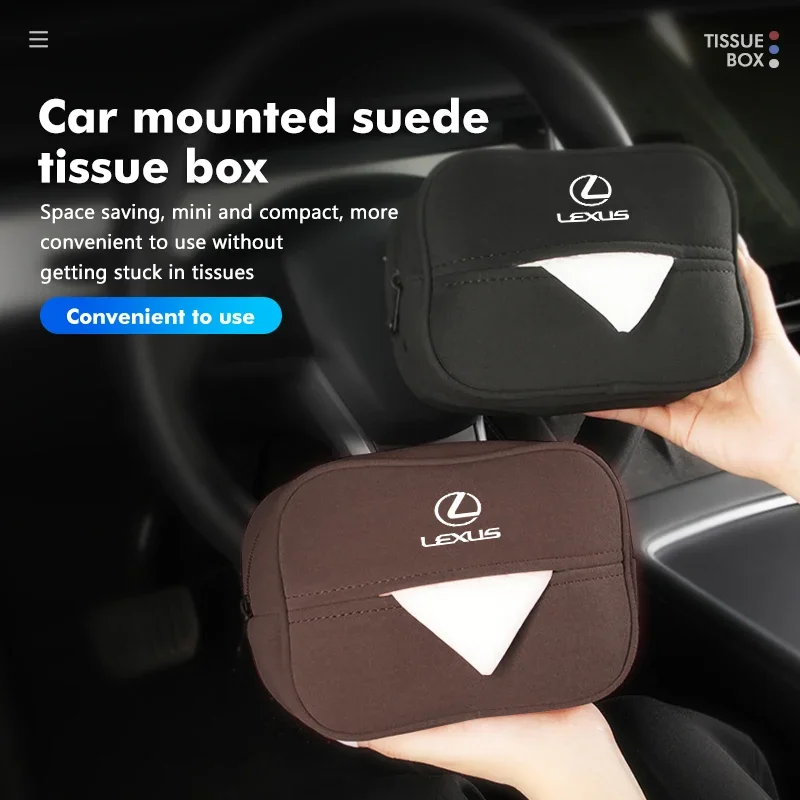 Suede Car Tissue Box Hanging Headrest Handbag Paper Towel Box For Lexus GX470 LS400 LX470 LX570 RC350 UX250h ES350 RX450h