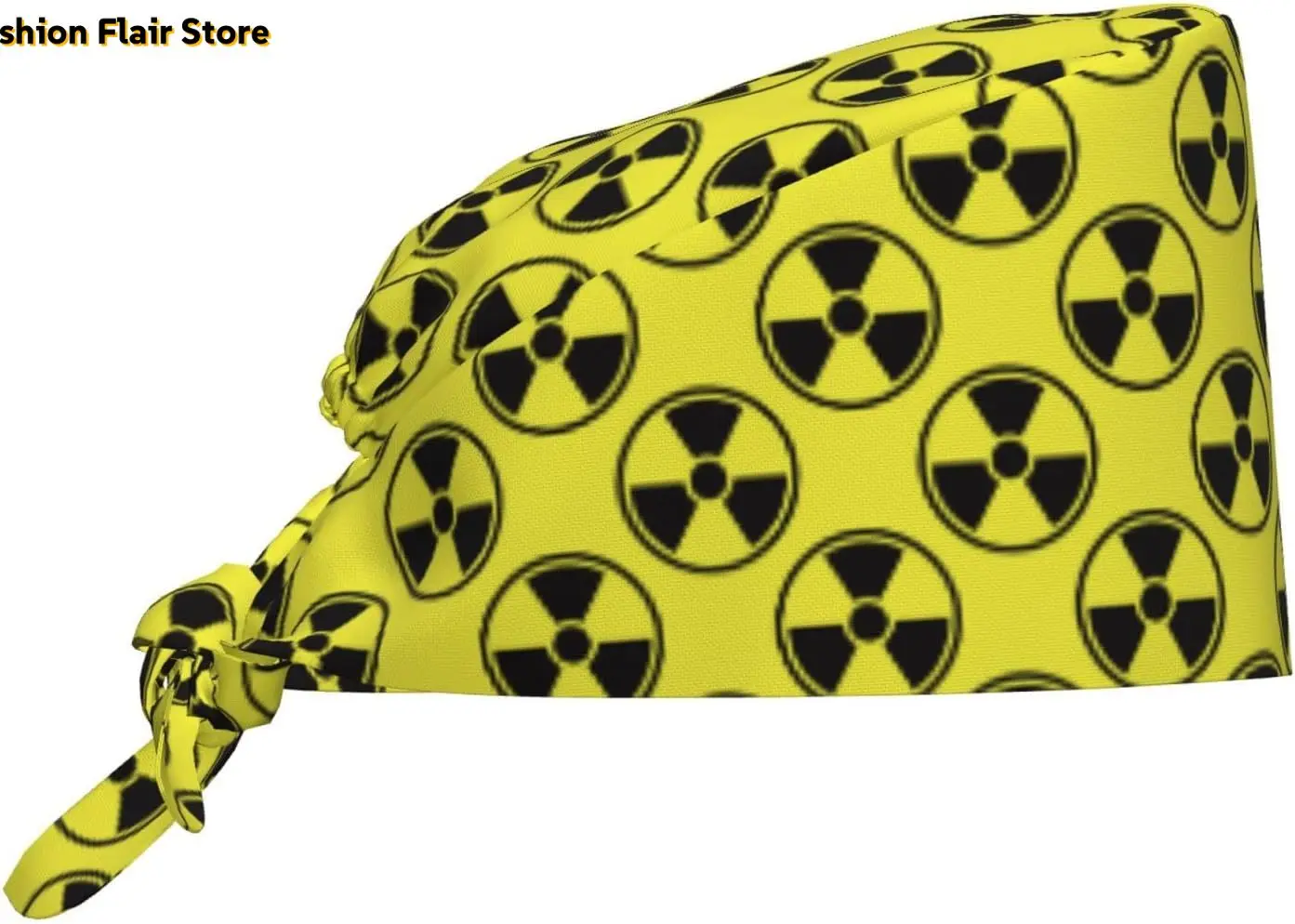 

Radiation Danger Power Nuclear Working Cap Scrub Cap with Sweatband Adjustable Unisex Women Tie Back Hat Nurse Caps