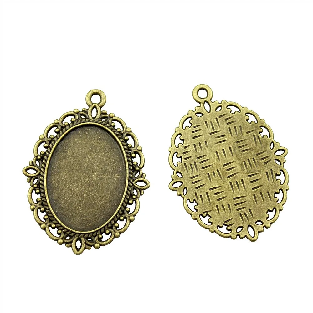 WYSIWYG 30x40mm 18x25mm 13x18mm Inner Size Vintage Antique Silver Color Antique Bronze Color Oval Cameo Cabochon Base Setting