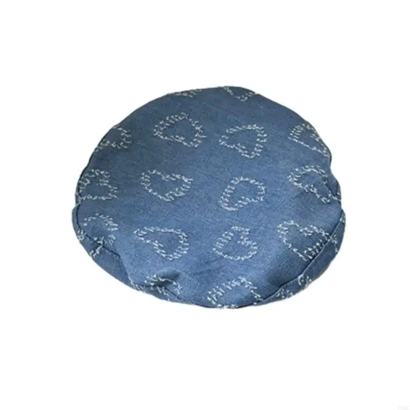 

C63C Denims Hat with Heart Design Fashionable & Denims Painter Hat for Girls Autumn Winter Hat for Little Girls