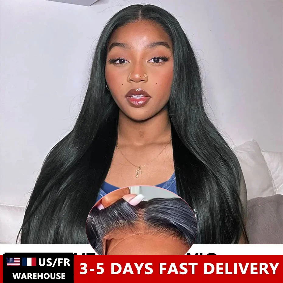 32 34 Inch Straight 6x4 5x5 7x5 9x6 Wear And Go Glueless Wig Human Hair No Glue Transparent Lace Closure Wigs For Black Women