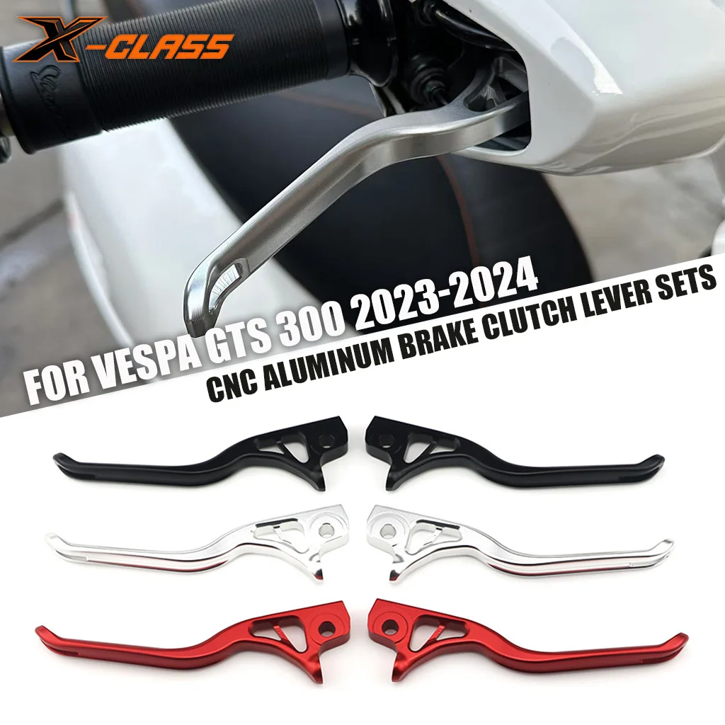 For Vespa GTS 300 2023 2024 Scooter CNC Aluminum Short Brake Levers Premium Hollowed-Out Handlebar Clutch Lever Set Modification