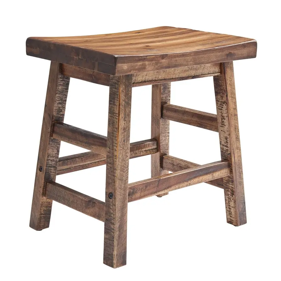 

Durango 20Inch Tall Industrial Wood Dining Stool Table or Extra Seat Unique Rustic Industrial Style and Comfort Farmhouse, Solid
