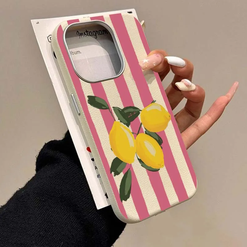 For Xiaomi Poco X7 Pro Phone Case Lemon Striped Retro Lichee Pattern Cases for POCO F6 F5 Pro 5G X6 X5 X3 M6 Pro 4G Soft Cover
