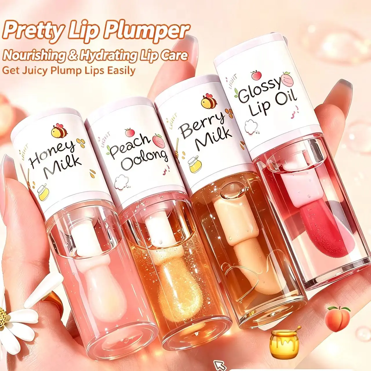 TWG Moisturizing Lip Essence Oil White Peach Oolong Honey Milk Transparent Lip Oil Wholesale for Male and Female Students