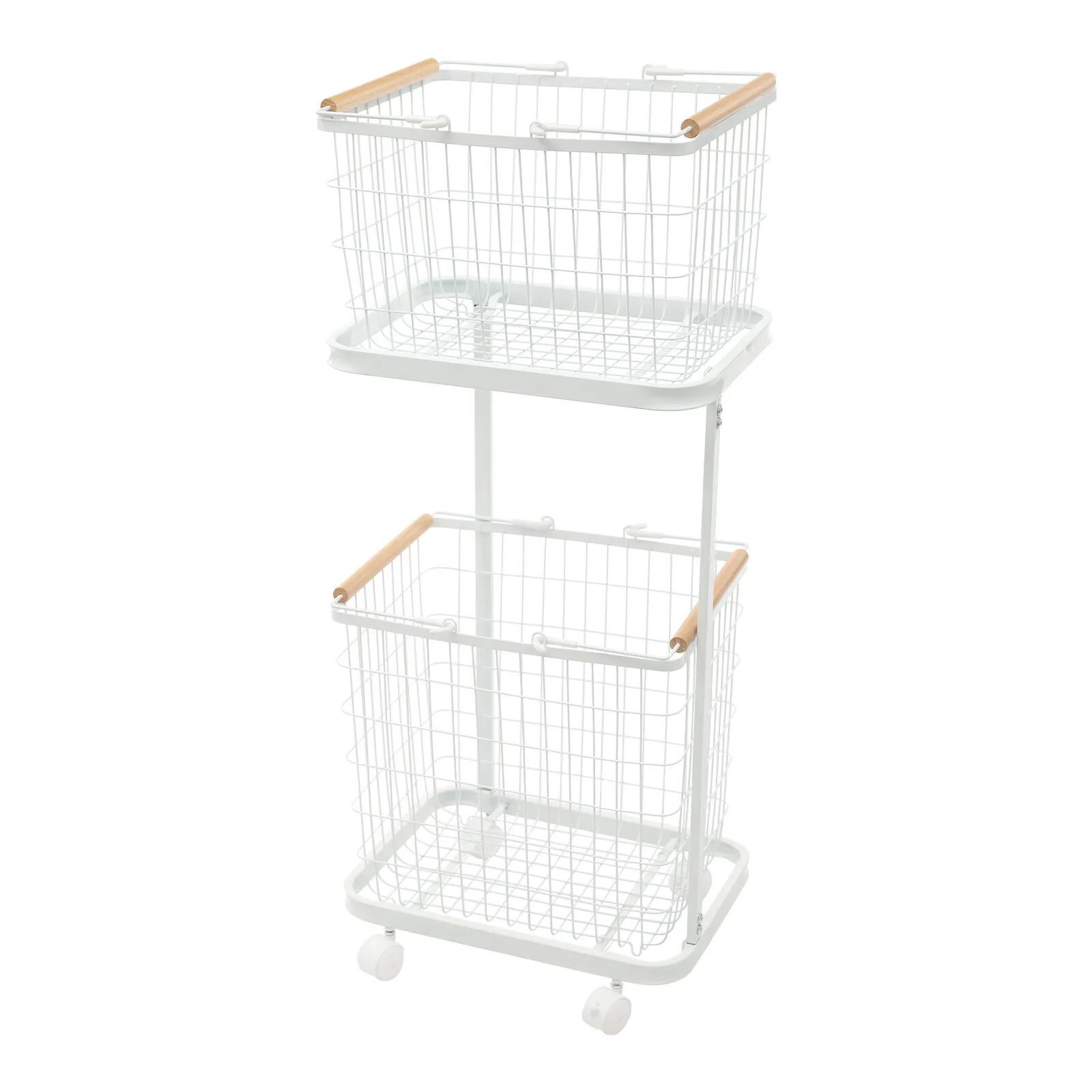 Cesta para la ropa sucia hueca de 2 niveles con ruedas universales lisas, espacioso para ropa sucia, liviana y resistente para el baño