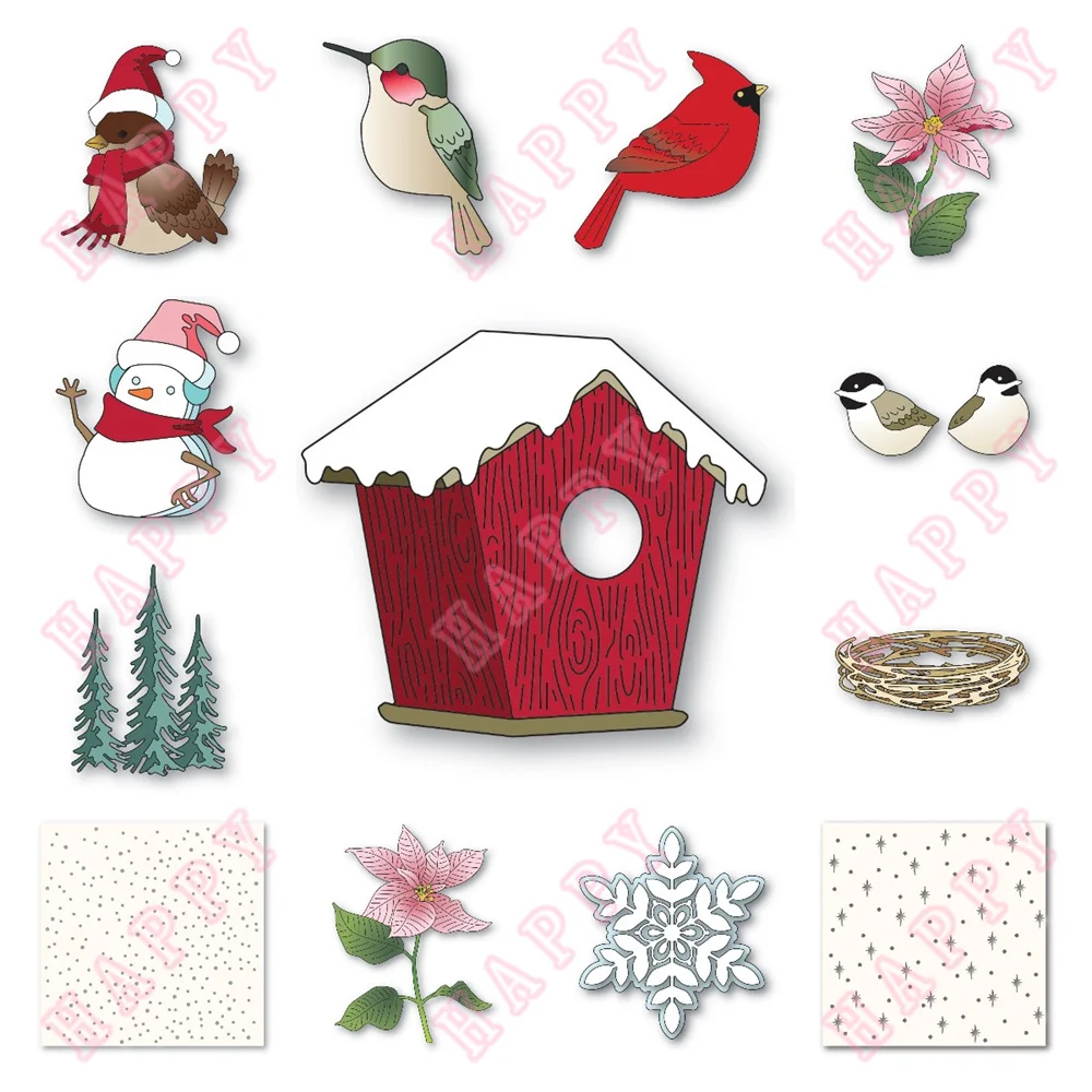 

New Layered Bird Starlight Snow House Snowman Metal Cutting Die Stencil Christmas Decoration For DIY Scrapbook Diary Album Mould