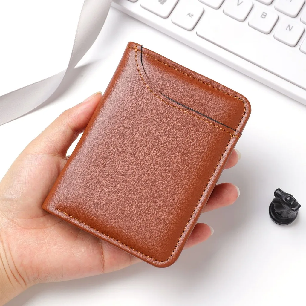 Oil Wax Pu Leather Wallet Rfid Blocking Vertical Wallet Short Leather Wallet Slim For Daily Commuting Office Work Cash Storage