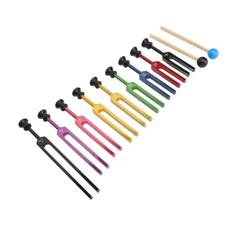Tuning Forks Set Aluminum Alloy Long Vibration Time Resonant Tuning Fork with Hammer for Healing Healing Tuning Forks Set