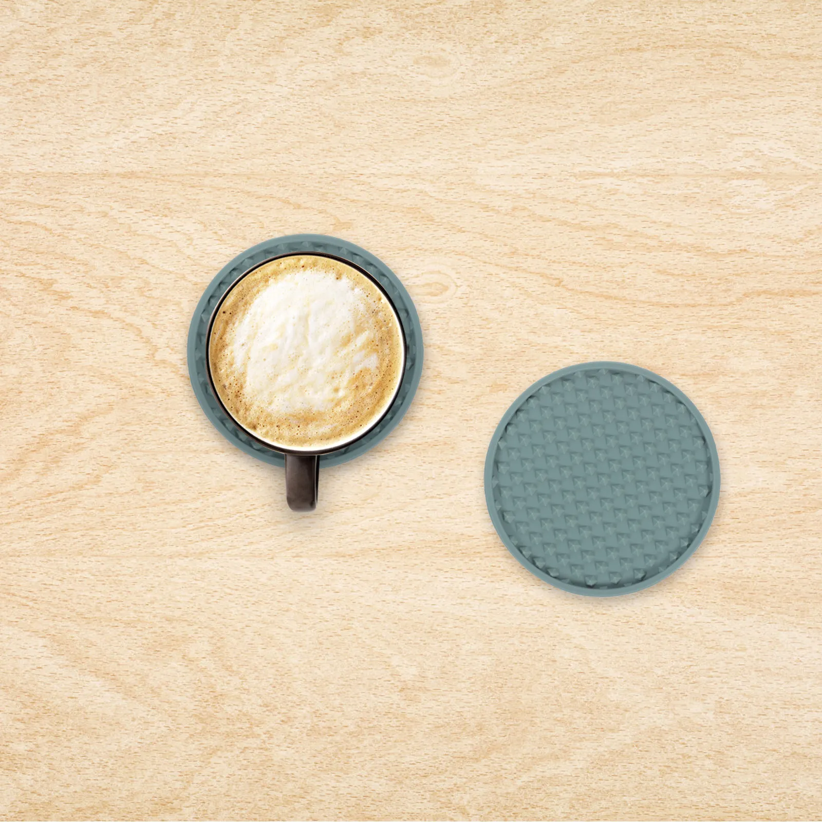 1Set Silicone Cup Pads Thickened Round Nonslip Pyramid Design Heat Resistant Mug Coaster with Storage Rack Protective Tumbler
