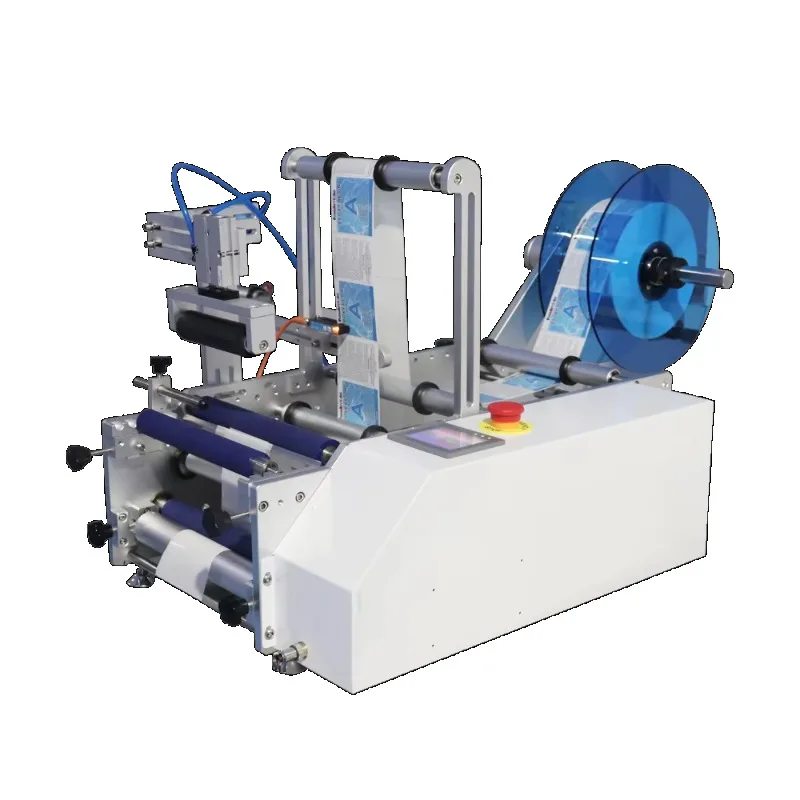 Direct-Driven Semi-Automatic Bottle Labeling Machine, Sticker Label Applicator for Glass, Plastic, Water & Wine Bottles